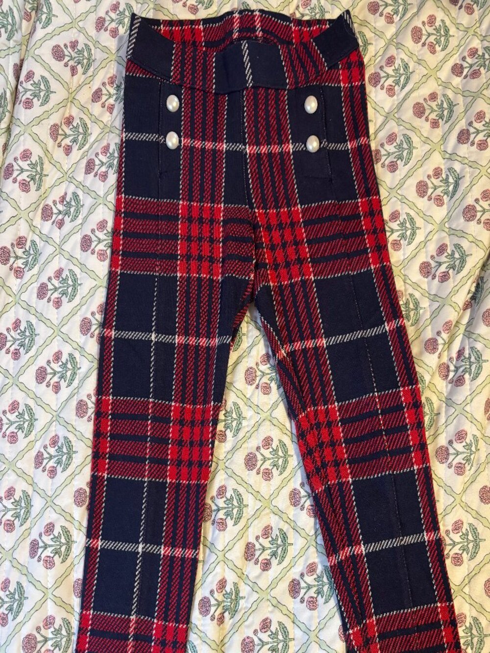 Janie and Jack Tartan leggings with Perl buttons